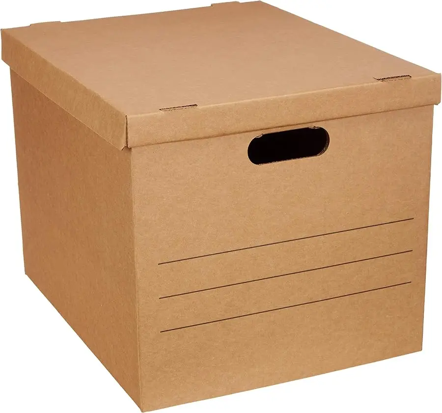 

Moving Boxes with Handles and Lids, 19 x 14.5 x 15.5 in, Brown, 10-Pack, Medium
