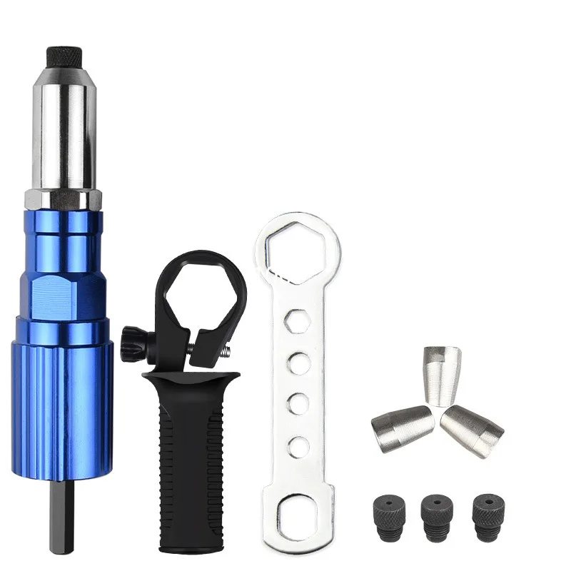 Electric Rivet Gun Drill Adapter 2.4mm-4.8mm Rivet Nut Gun Drill Adapter Cordless Riveting Tool Insert Nut Pull Rivet Tools