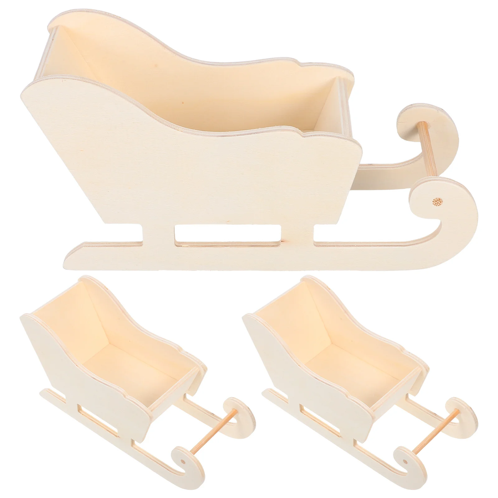 

3pcs Christmas Sleigh Santa Candy Basket Container Vintage Holiday Sleigh Server Table Shelf Desk Fireplace Mantle Tabletop Xmas