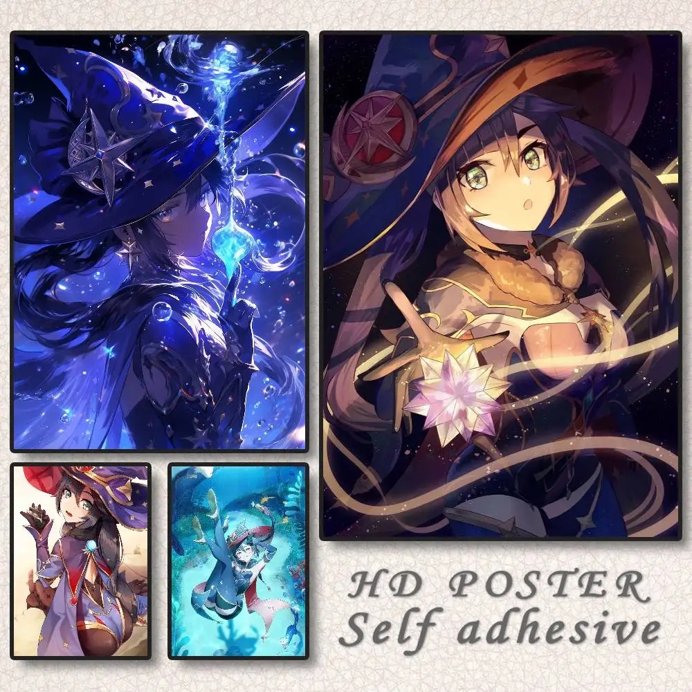 ملصق G-Genshin Impact Mona عالي الدقة على الحائط اللاصق المقاوم للماء وغرفة المعيشة المنزلية وغرفة النوم والديكور الجمالي
