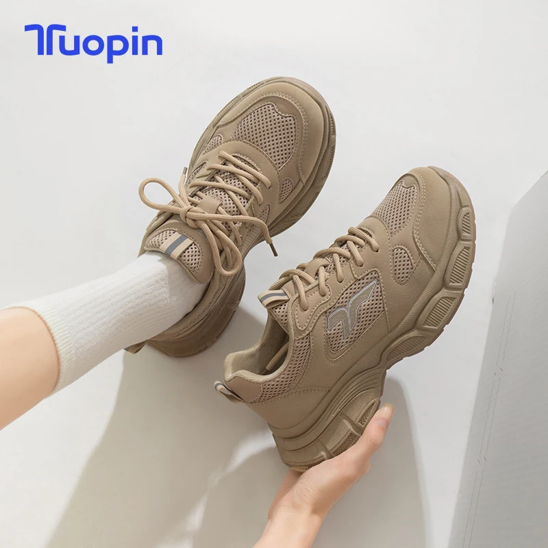 

TuoPin Super lightweight women's shoes thick soled daddy shoes outdoor sports shoes new breathable board shoes