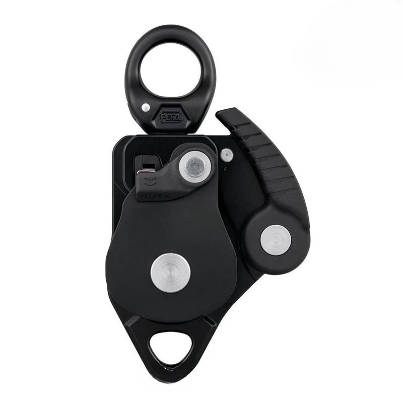 Universal knot lifting pulley, can release one-way stop double pulley descender