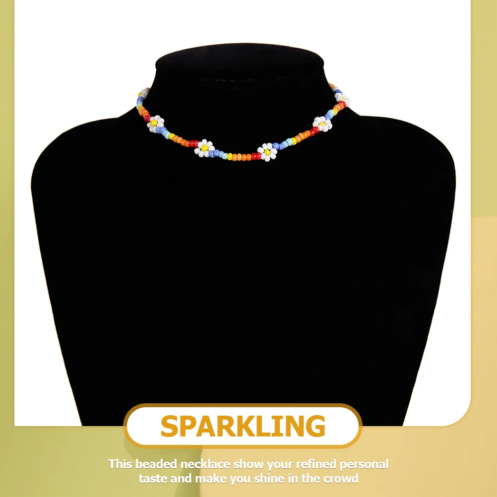 

Bohemian Colored Bead Necklace Lightweight Durable Easy Put on Off Beaded Choker Statement Jewelry Summer Beaded Necklaces