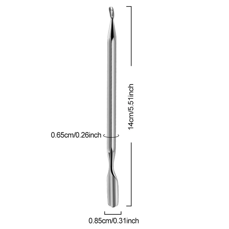 1 stks dubbelzijdige roestvrijstalen nagelriemschuiver dode huid push remover nagel pusher pedicure manicure gereedschap