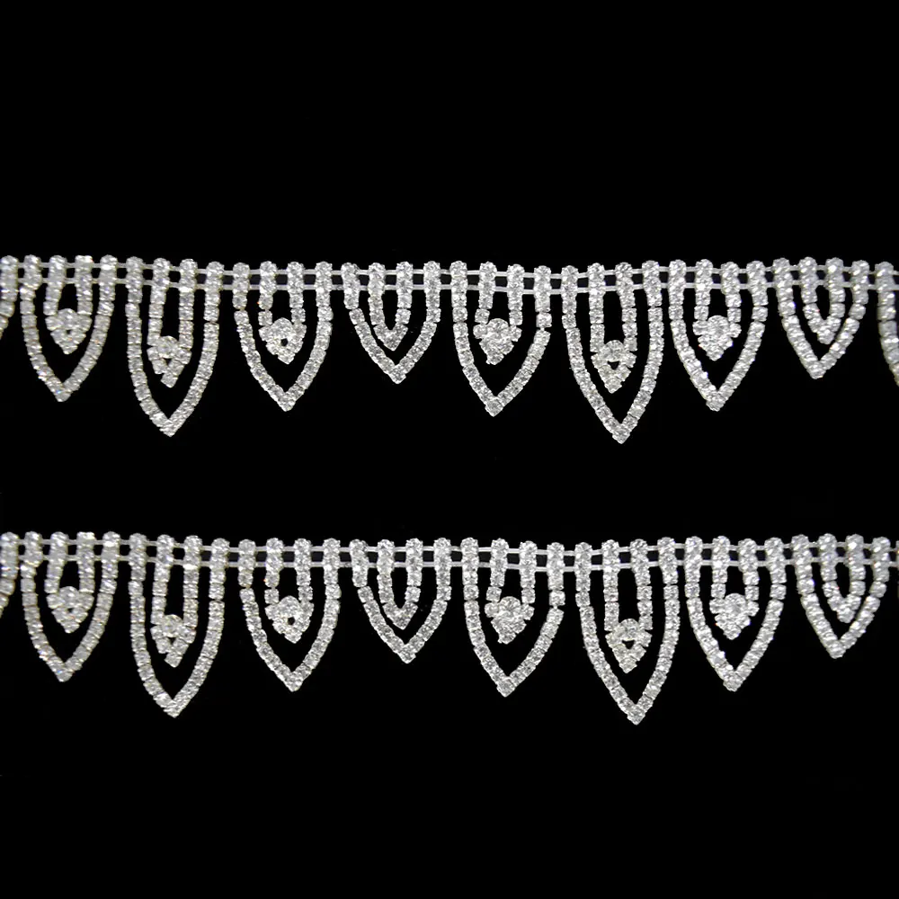 

1 Yard Geometric Teardrop Rhinestone Trim Garment Accessory - Dress Belt & Bag Decor for Women's Formal Event & Fashion Look