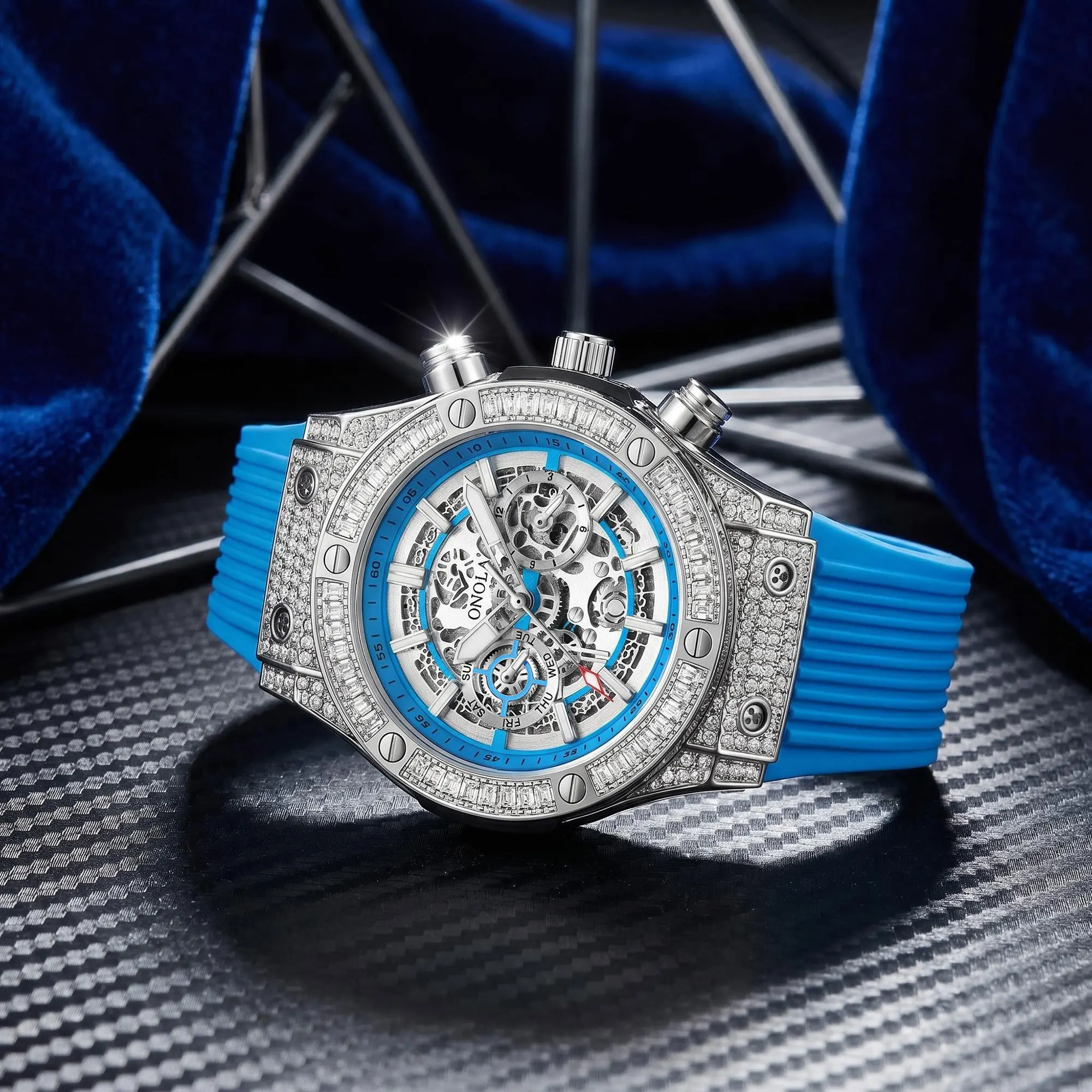 ONOLA Black Hollow Timing Watch Men's Waterproof Sports Mechanical Watch