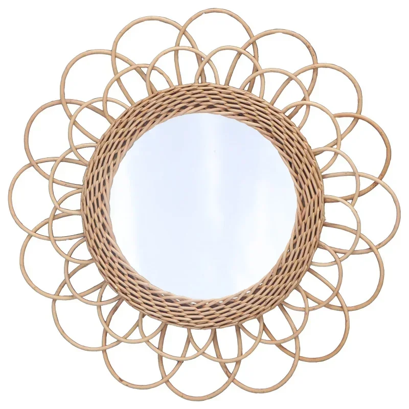 

Rattan Round Mirror: Innovative Wall Art, Bathroom Decor, Artistic Hanging Accent for Home | Rattan Wall Mirror