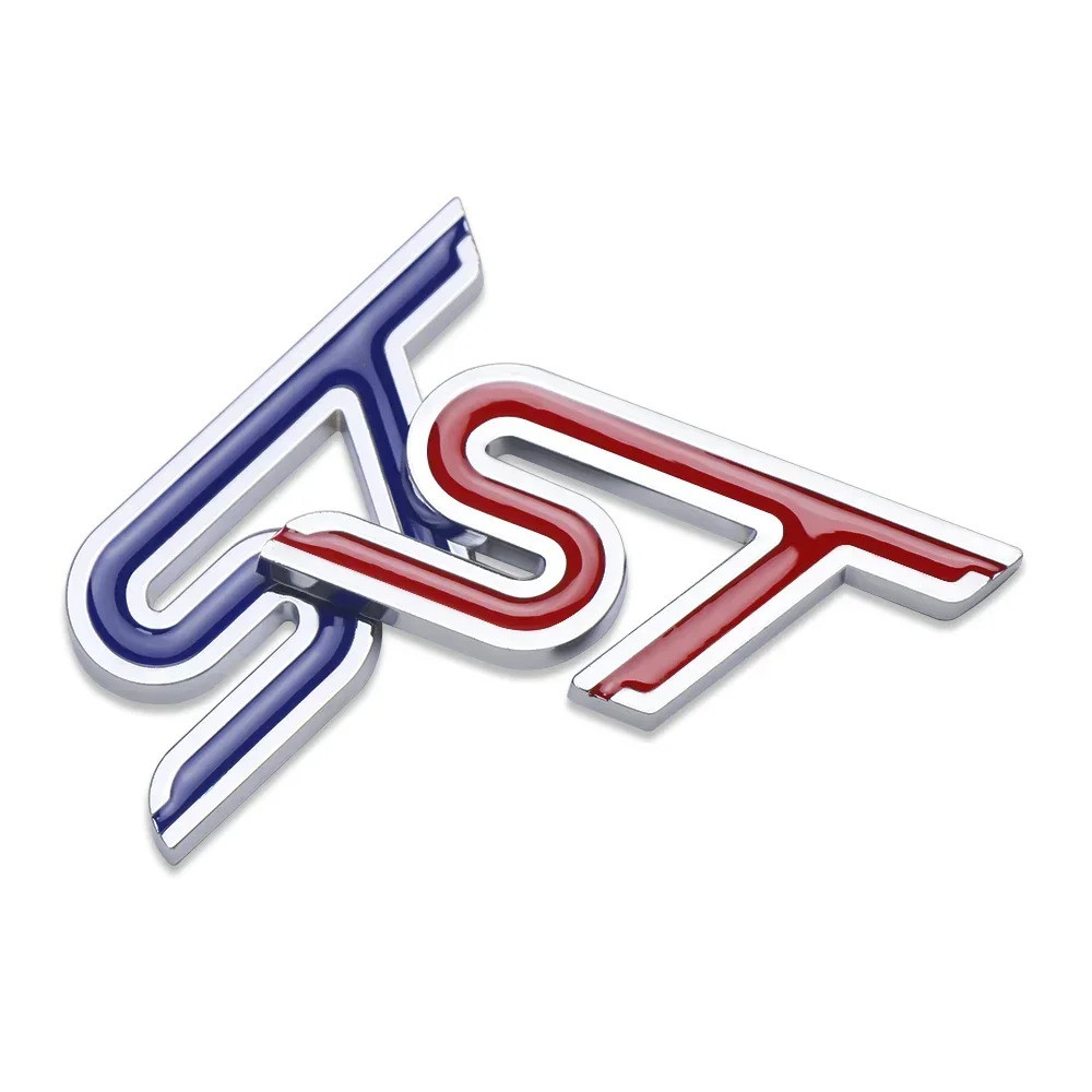Aluminum Alloy ST Car Badge Emblem Front Grille Trunk Decal Sticker For Ford Taurus Shelby Edge Ecosport Kuga Mustang