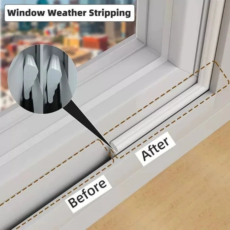 New Door Window Sealing Strip Soundproof  Noise Self-Adhesive Draught Exclude PU Foam Weather Stripping Door Seal Gap Filler