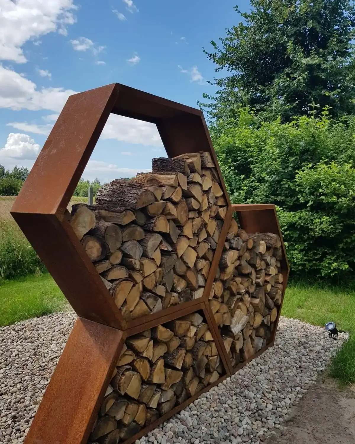 OUTDOOR WOOD STORAGE WOOD RACK CORTEN STEEL LONG SERVICE