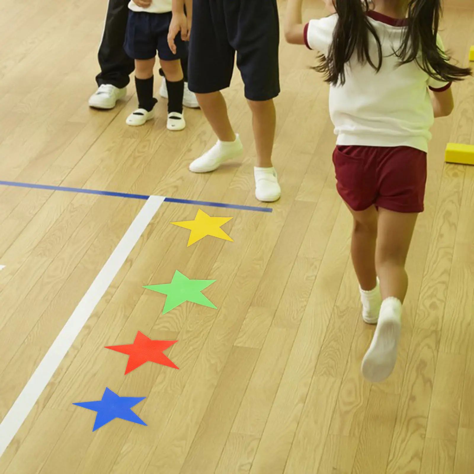 4Pcs Colorful Star-Shaped Carpet Markers Non-Slip PVC Spot Markers for Tennis Basketball Hockey Training Floor Boundary Setup