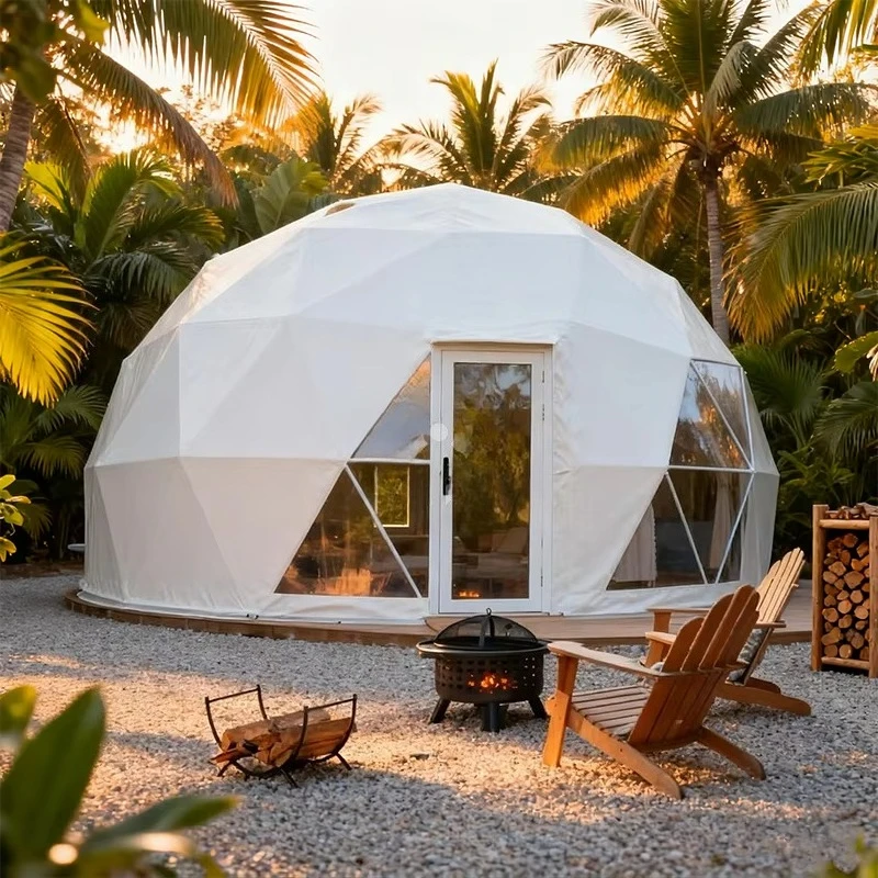 OME Outdoor Geodesic Dome Christmas Tent Camping Tents Camps Geodome Hotel Prefab Pvc Dome House Glamping Tents with Bathroom