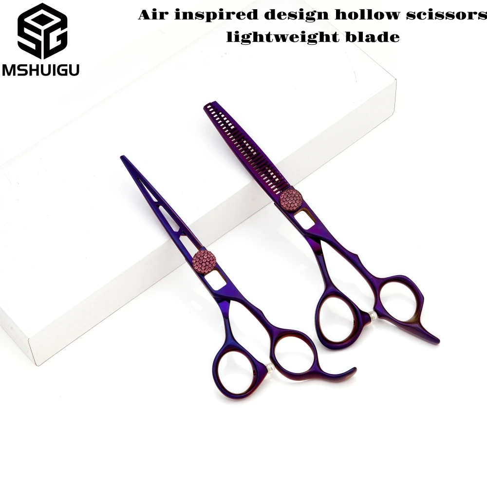 MSHUIGU VG10 Professional Hair Scissors Laser Wire Serrated Blade Multiple Gauge Thin Shears 6/6.5/6.8 Inch Barber Shop Tools