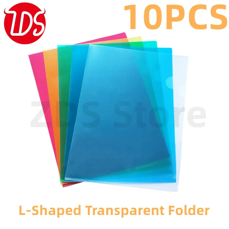 A4 Specification 10PCS L-Shaped Office Data Transparent Folder 2-Page