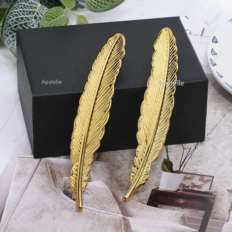 Pure Copper Conch Apricot Maple Leaf Drawer Wardrobe Door All Copper Handle Creative Light Luxury Gold Decorative Feather Handle