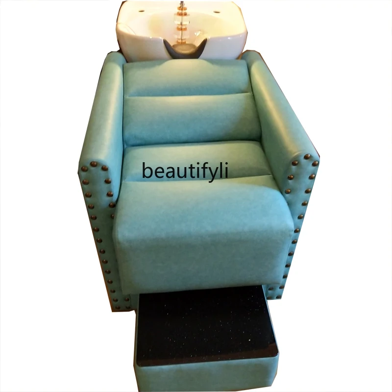 

Half Lying Shampoo Chair Hair Saloon Dedicated Ceramic Basin Flush for Hair Salon with Water Heater Salon Bed