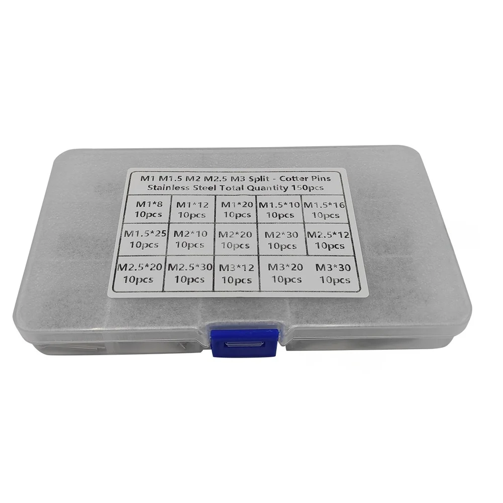 150pcs Stainless Steel 304 Cotter Pin Set Split Pins Cotter Fixings Assorted Sizes Split Pin Assortment Kit Spring Cotter Pin
