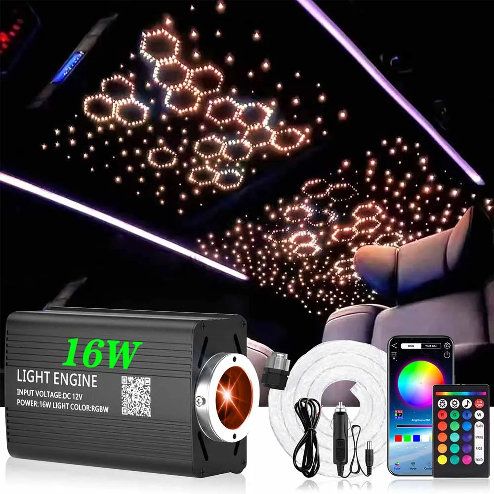 

Светодиодные ленты для внутреннего освещения автомобиля RGB, оптоволоконная атмосфера, комплект неонового освещения с дистанционным управлением через приложение, автоматические декоративные лампы