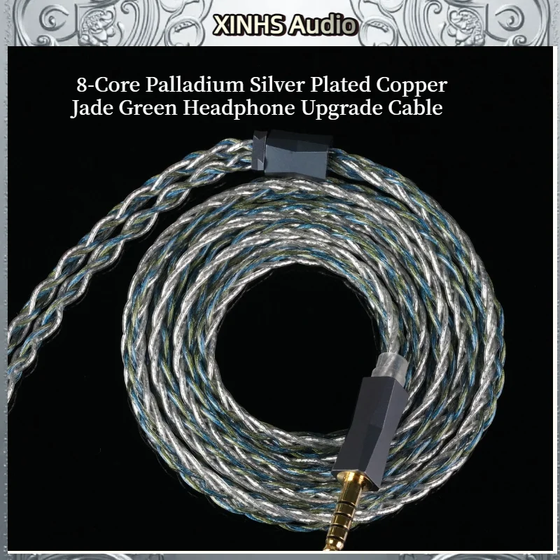 XINHS Y12 8-Core Palladium Silver Plated Copper Jade Green Headphone Upgrade Cable,0.78 2pin/IE900/KZ-QDC/MMCX,2.5/3.5/4.4mm,IEM