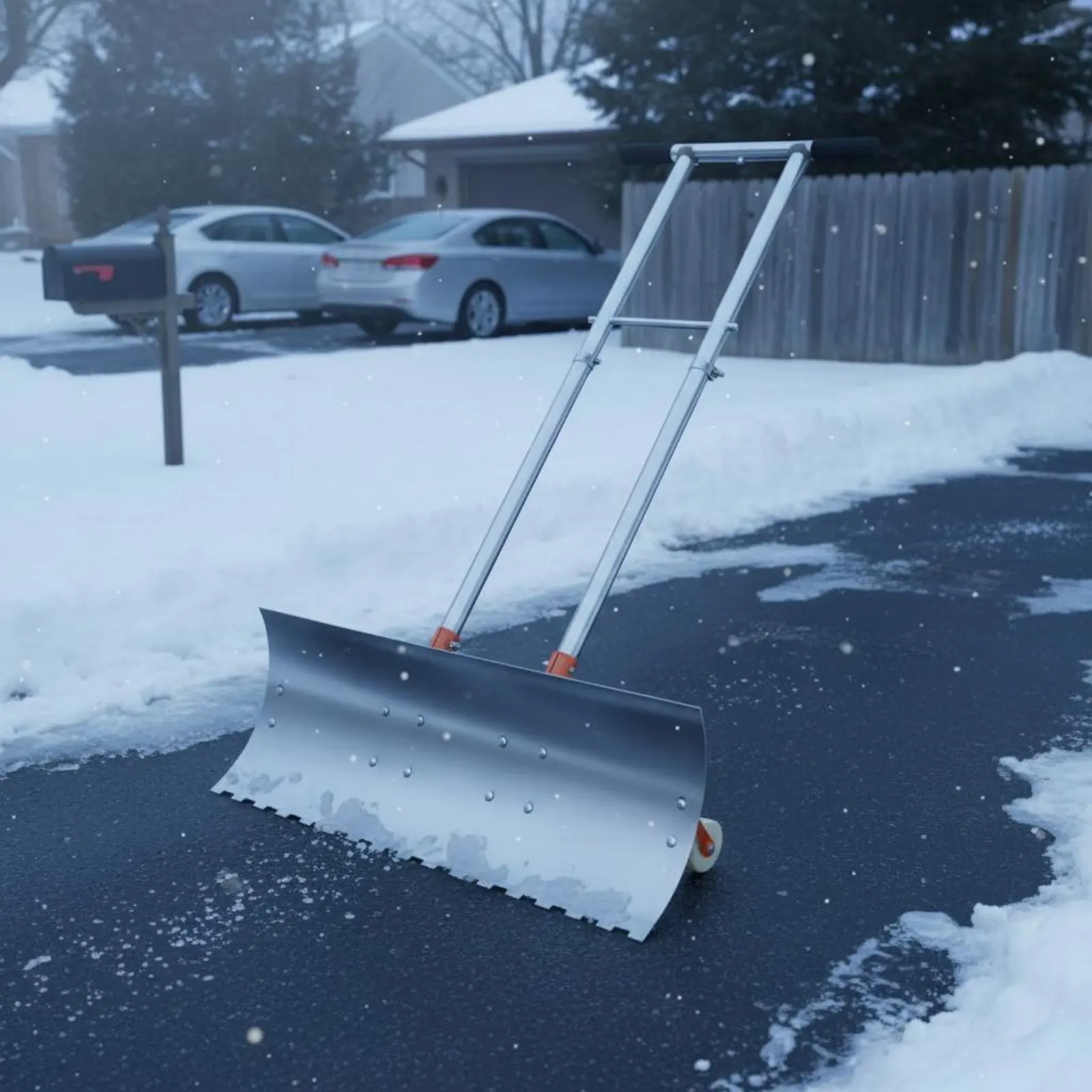 

Wheeled Winter Precipitation Pusher Versatile Blade Rolling Winter Precipitation Shovel Sturdy Duty Grain Shovel Reduces Back