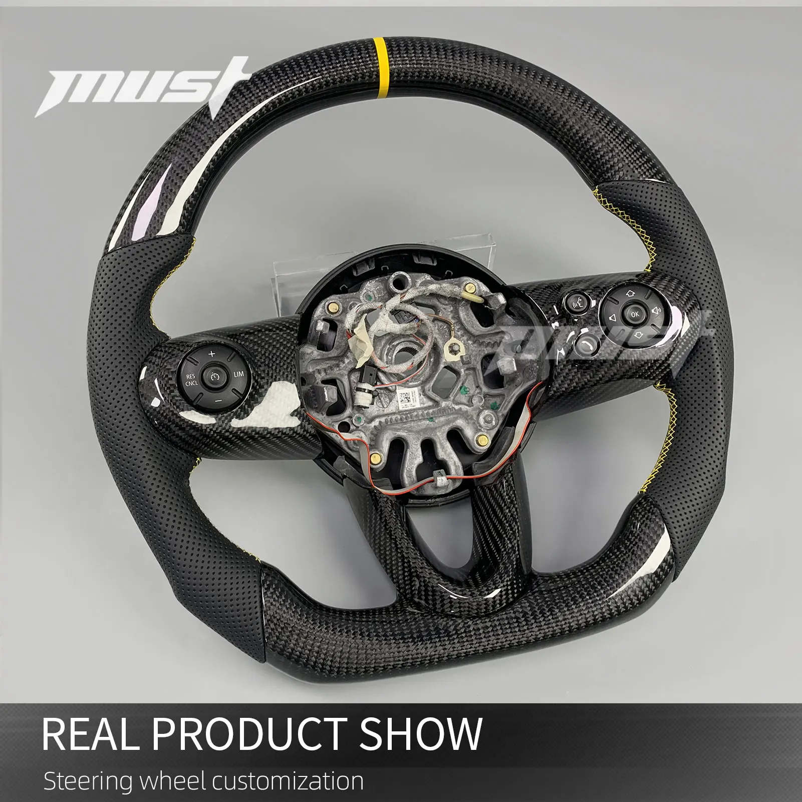 For Mini Cooper JCW Clubman Countryman S Hardtop F-series F54 F56 F57 F60 2015-2021 Custom Sports Carbon Fiber Steering Wheel