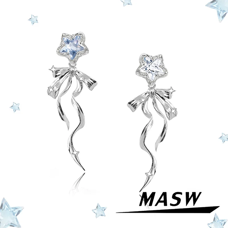 

MASW Original Design Elegant Temperament Bowknot Tassel Earrings For Women Female Gifts Trendy Jewelry Ear Accessories