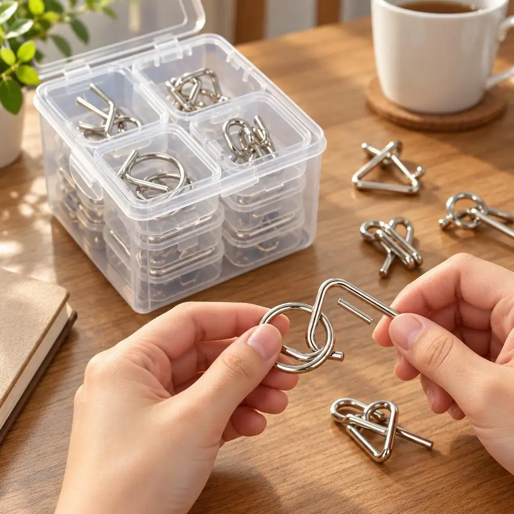 Metal Puzzle Mind Brain Teaser Magic Wire Rings Puzzles Game IQ Logical Ability Training Stress Relief Toy for Children Adults