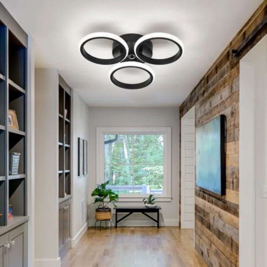 Led Light Indoor 24w Semi Flush Mount Ceiling Light Fixture 6000k Modern Light for Hallway Porch Stair Closet Laundry - view 6