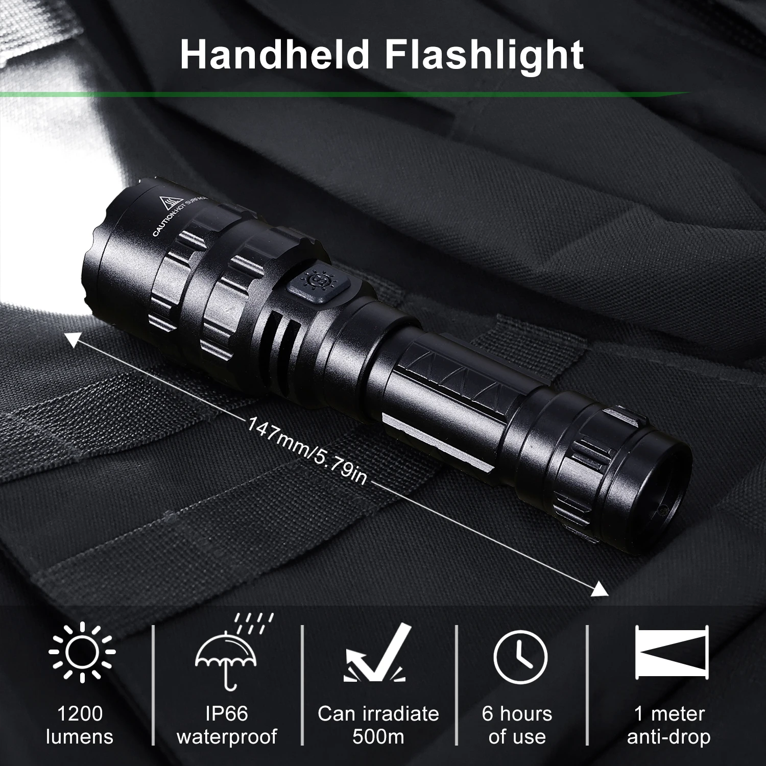 APLOS F01 1200lm EDC Flashlight Rechargeable XML-L2 LED 18650 Torch Lantern with Power indicator Best Camping, Outdoor&Emergency