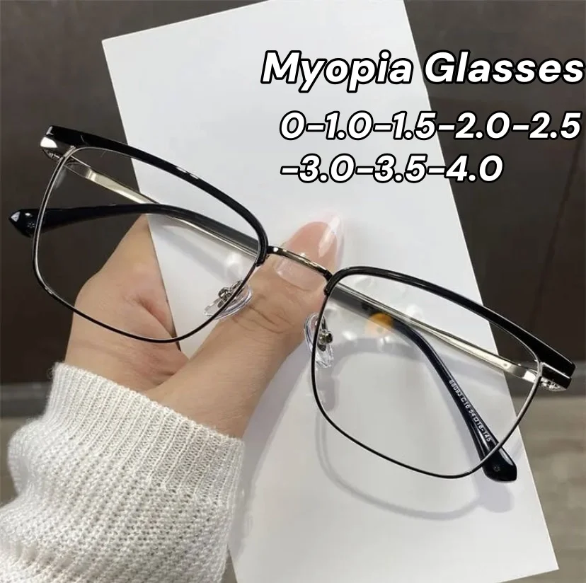 

Men Business Luxurious Design Myopia Glasses Women Blue Light Blocking Computer Near Sighted Eyeglasses with Diopter 0 To -4.0