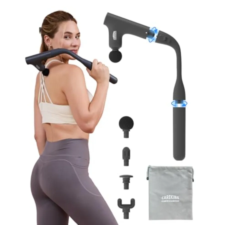 

3-in-1 Detachable Massage Gun Deep Tissue, Ergonomic Extension Handle Back Massager for Pain Relief, Portable Percussion Muscle