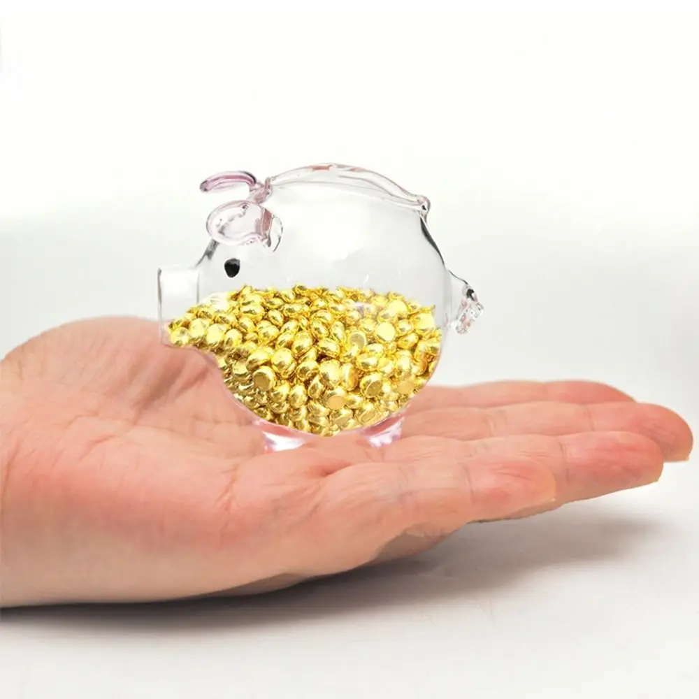 Transparent Cartoon Piggy Money Bank Multi-purpose Lightweight Glass Money Jar Handmade Practical Coins Saving Box Gift