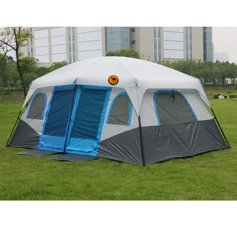 3.2*2.1*1.9m Outdoor 3-5 Persons Tourist Camping Tent Rainproof UV Protection Waterproof 2rooms Family Large Space S Size Beach