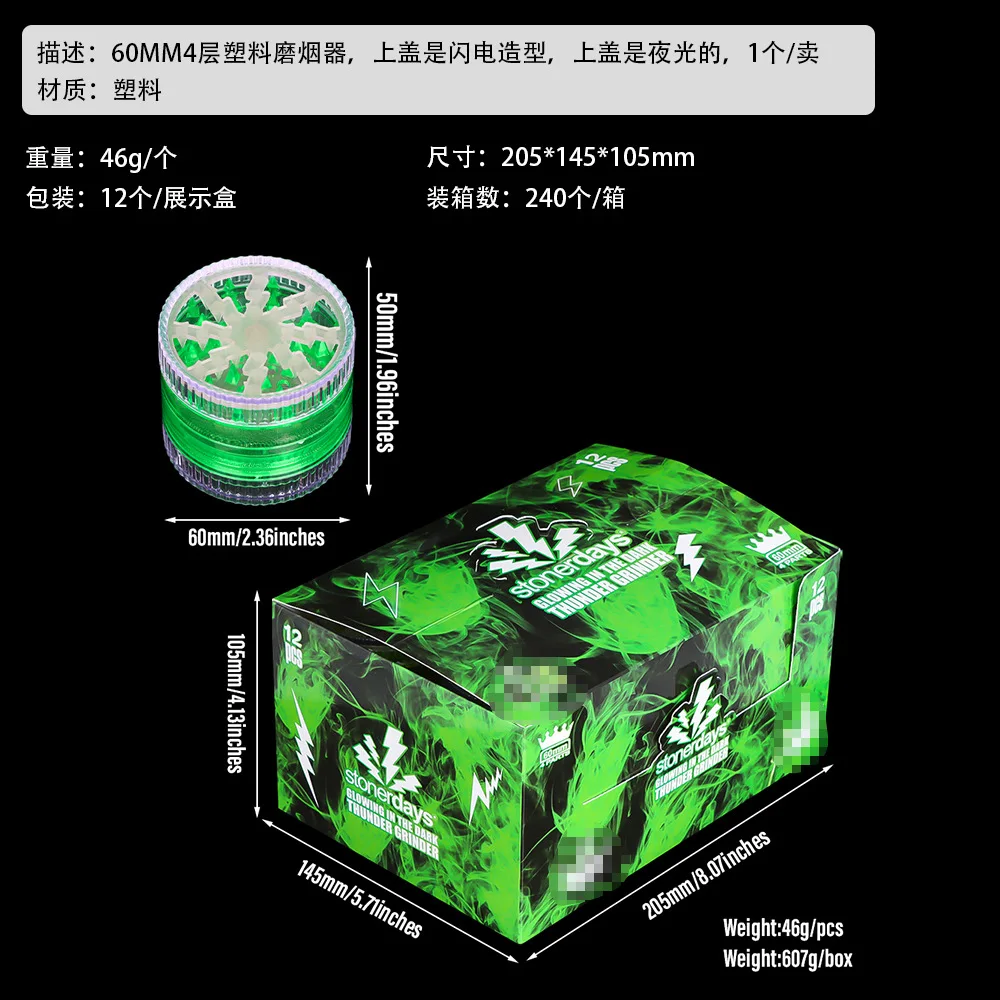 Glow in the Dark Plastic Herb Grinder Luminous Herbal Smoke Spice Crusher Hand Muller 4 Layer Smoking Accessories