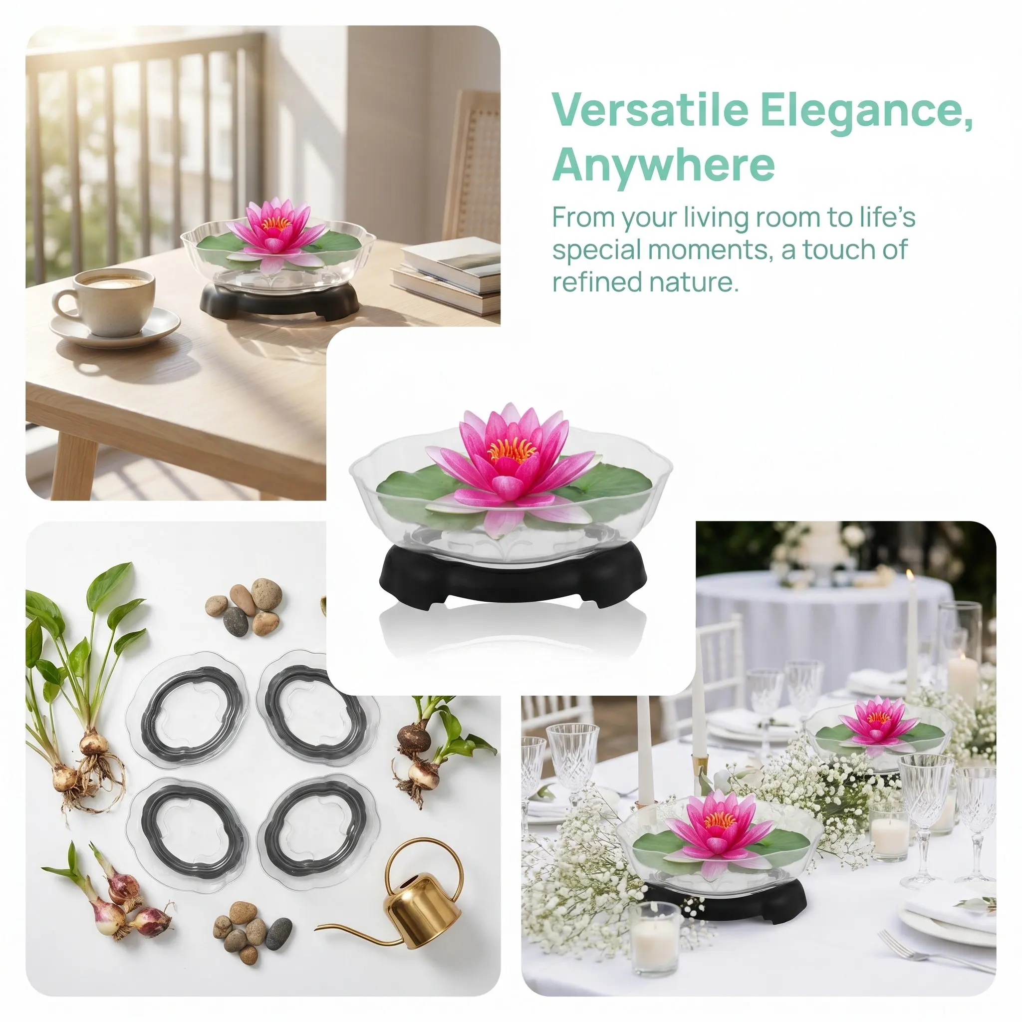 4Pcs Hydroponic Flower Pot Clear Plastic Water Lily Daffodil Money Grass Indoor Desktop Planter Floating Lotus Root Support