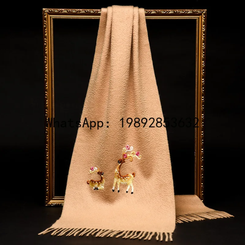 PYJ Suzhou embroidered cashmere scarf 2025 winter new warm women's pure cashmere shawl