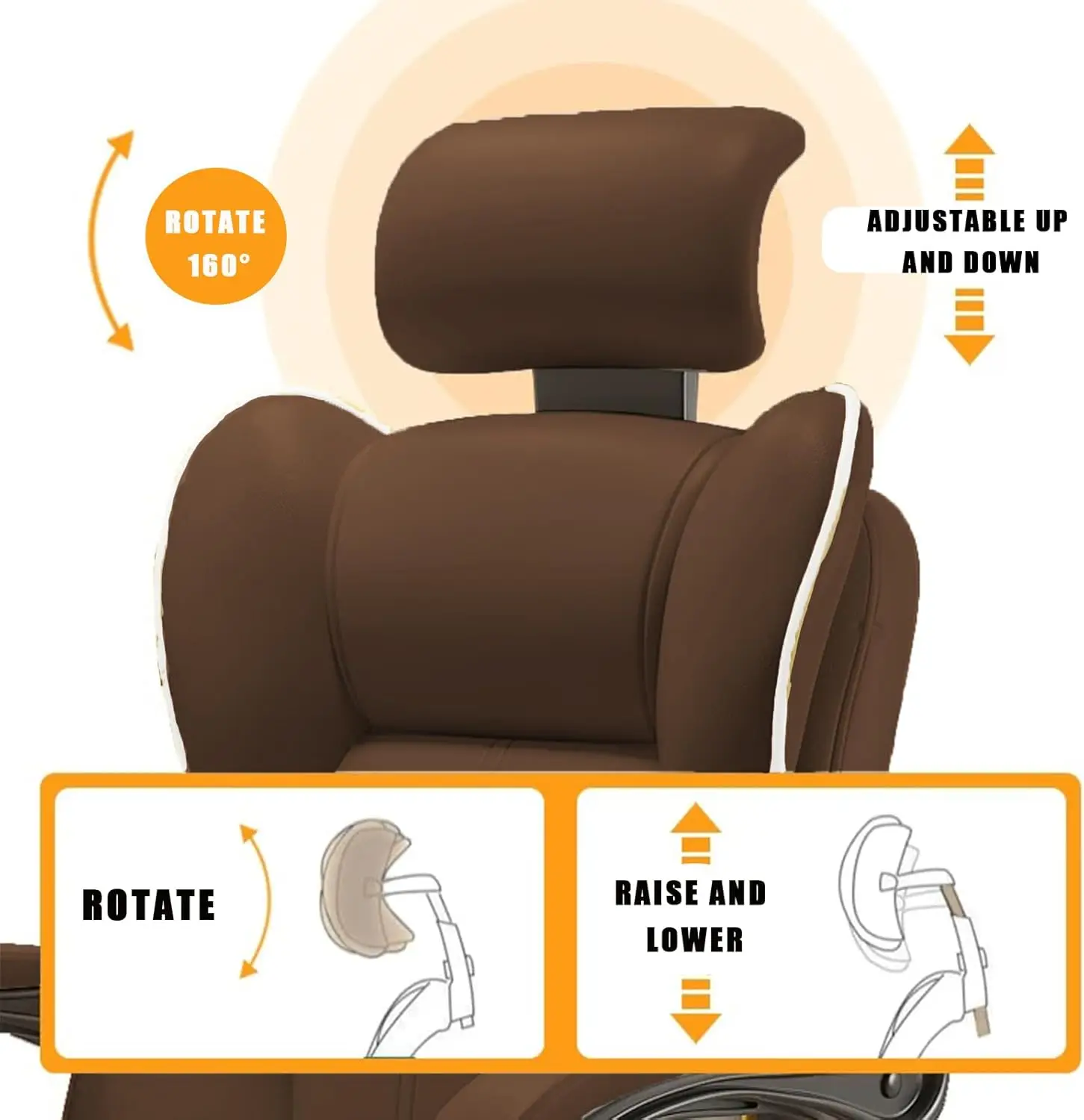Executive Office Chair with Foot Rest High Back Office Chair Computer Gaming Chairs Big and Tall PU Leather Office Brown image 4