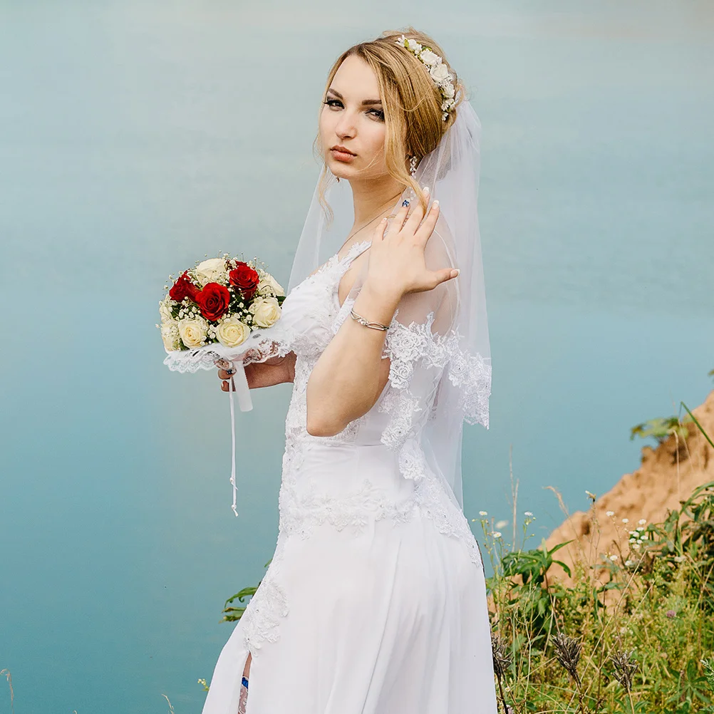 3 مجموعات حامل الزهور تنورة دانتيل باقة الزفاف مقبض قاعدة الأزهار المدمجة لحفلات الزفاف DIY ترتيب أداة التبعي #6