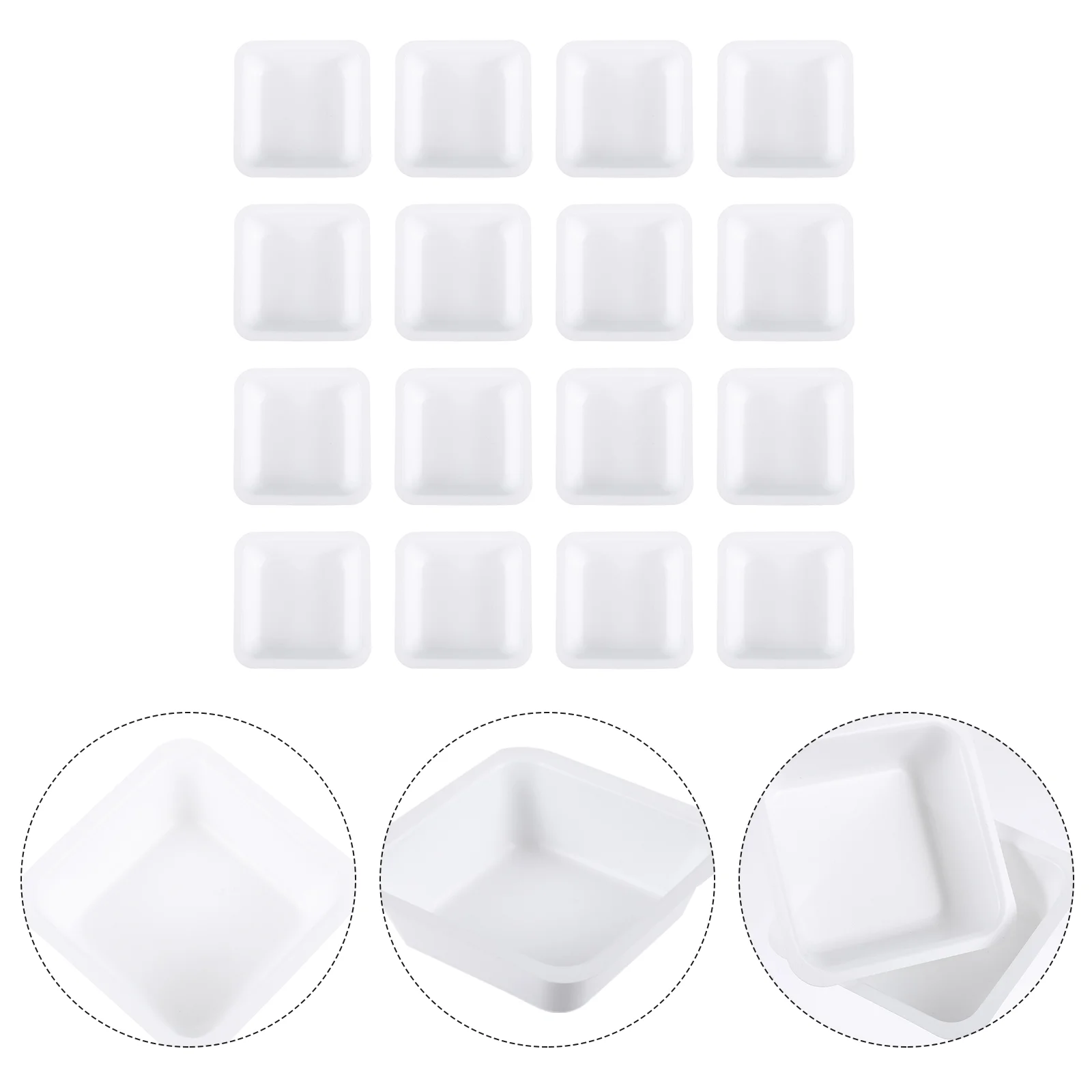 50 Pcs Weighing Pan Anti- Static Boat Lab Scale Tray Small Boats Square Dish Plastic Round