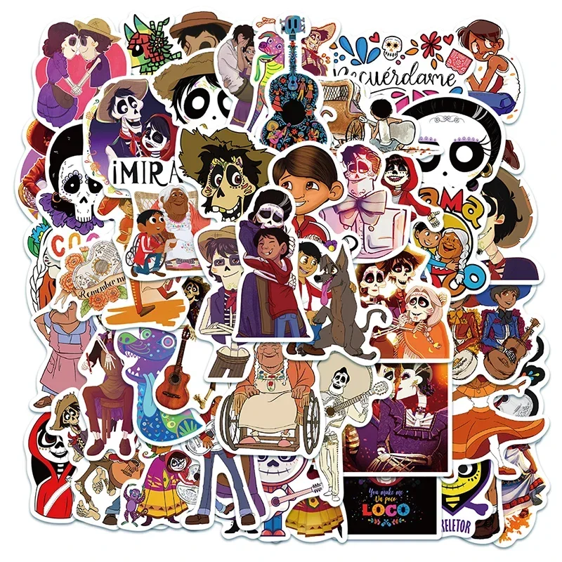 50pcs Cartoon Coco Stickers Aesthetic DIY Laptop Phone Case Scrapbooking Fridge Kids Cute Disney Stickers Decals Packs