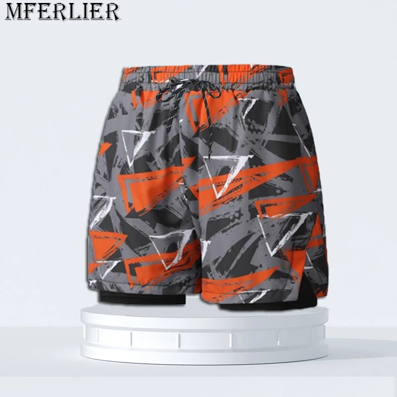 Pantaloncini da surf da uomo estivi pantaloncini sportivi da spiaggia camouflage plus size pantaloncini da bagno a righe ad asciugatura rapida pantaloncini lettera comfort elastico