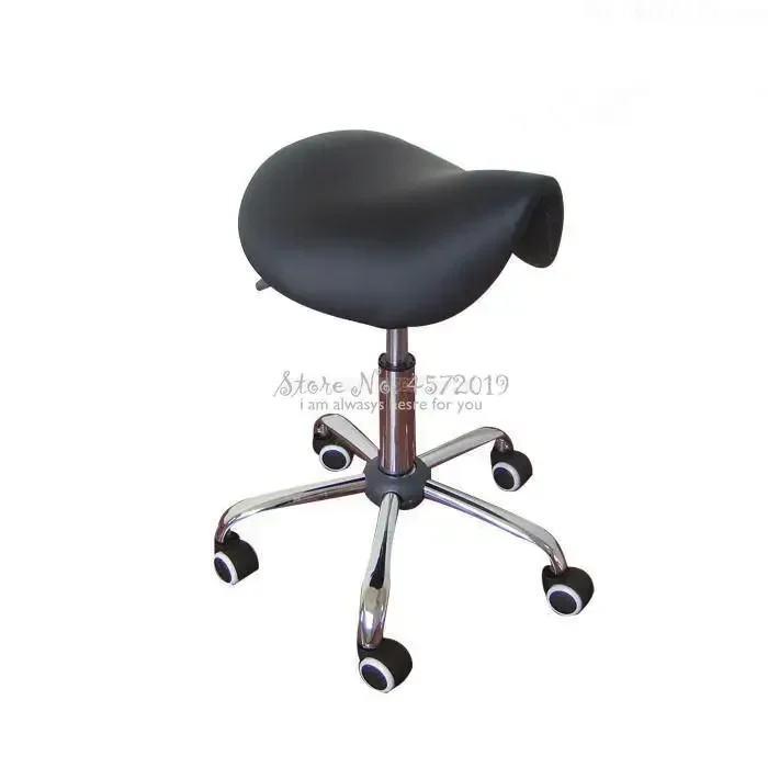 Adjustable Rolling Massage Chair Saddle Stool with Leather Upholstery Portable Pedicure Salon Spa Tattoo Beauty Swivel Chair