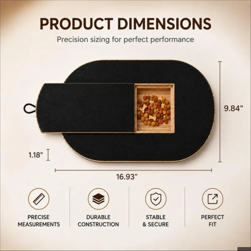 ABZS Stress-Free Dog Scratch Pad-Oval Solid Wood Pet Scratch Board With Integrated Treat Drawer File