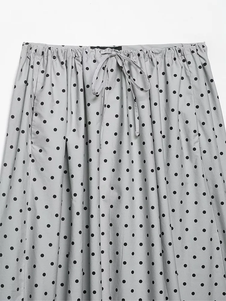 

Женская плиссированная юбка HH Spring Fashion с эластичным поясом на шнурке, декоративными элементами, в горошек, с карманами, средней посадки, для создания элегантного образа