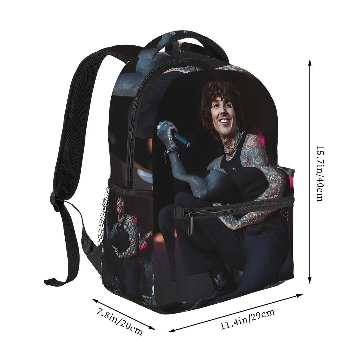 Smiling Oliver Sykes Backpacks Boys Girls Bookbag Children School Bags Cartoon Laptop Rucksack Shoulder Bag Large Capacity