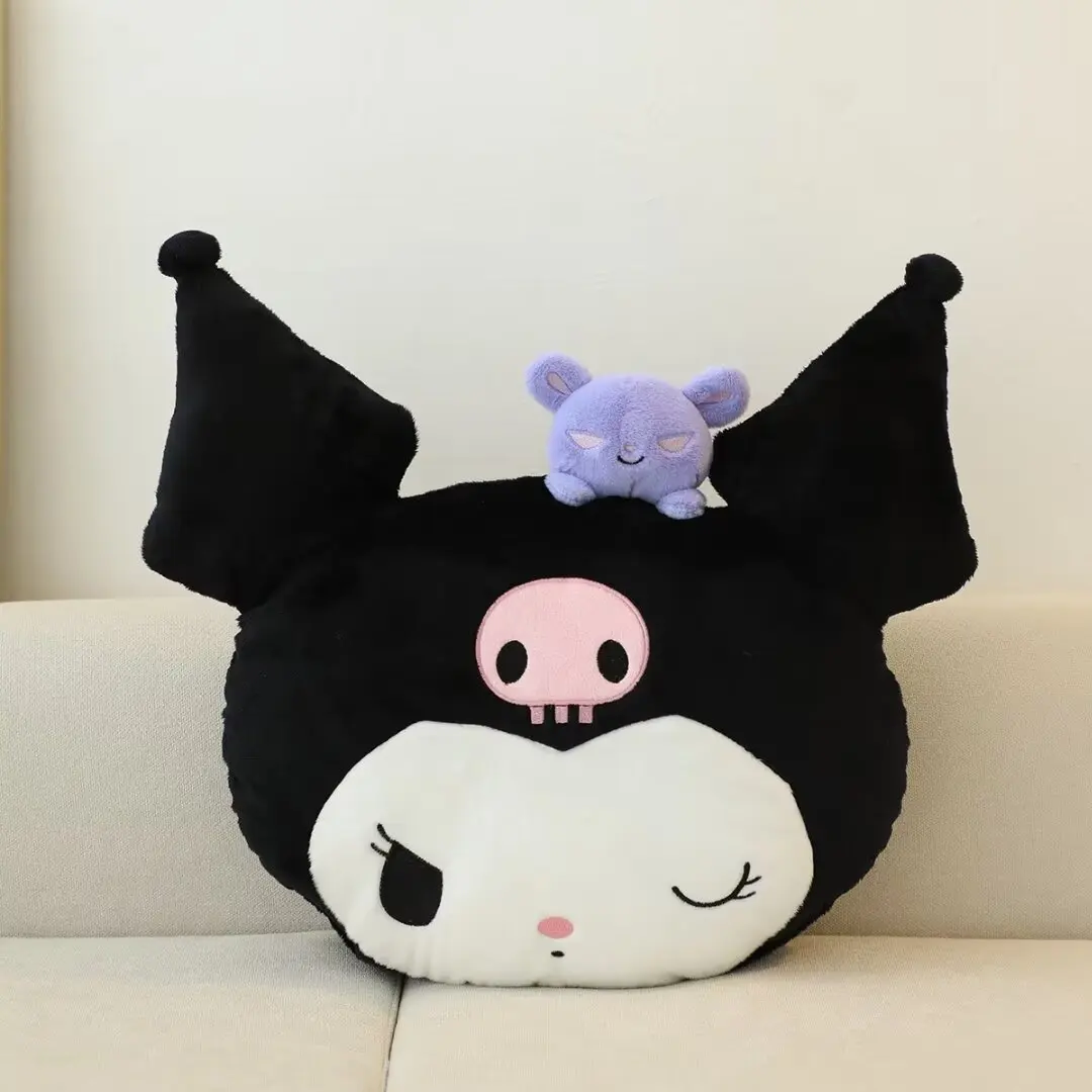 Cute Kuromi My Melody Plush Toy Cuddly Pillow Blanket Warm Kawaii Anime Cinnamoroll Plushies Back Cushion Sofa Bed Gifts