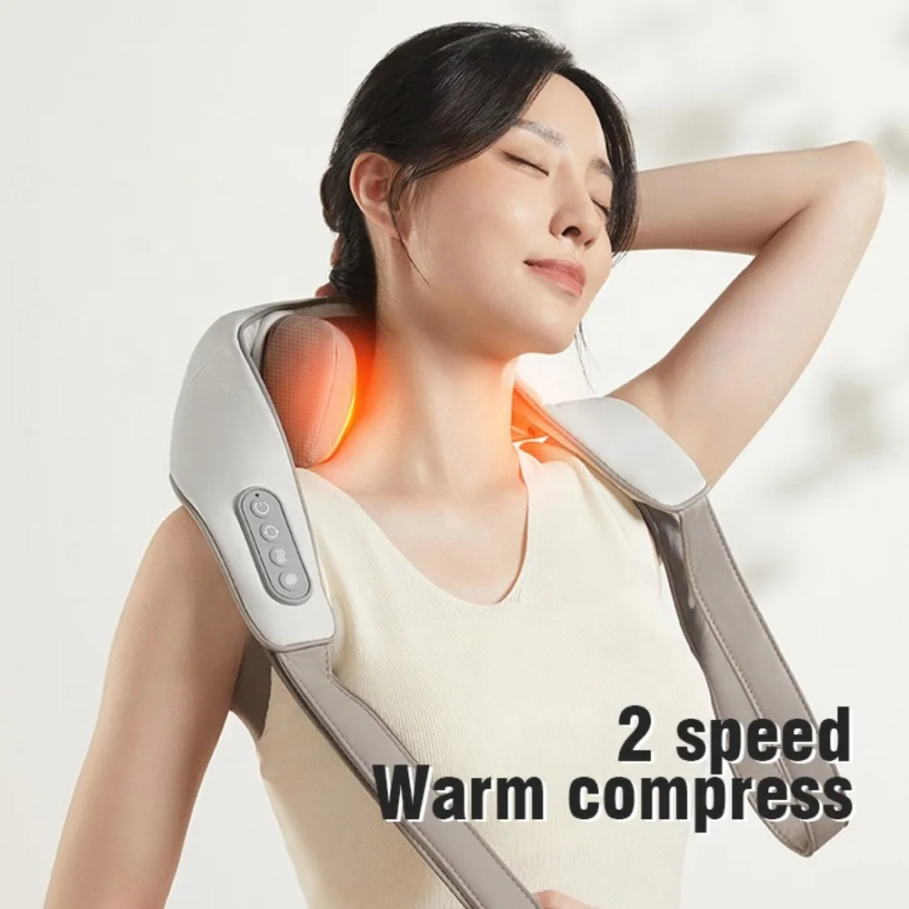 FODRK Electric Neck And Back Massager Wireless Neck And Shoulder Back Massage Shawl Kneading Massage Pillow Trapezius Neck