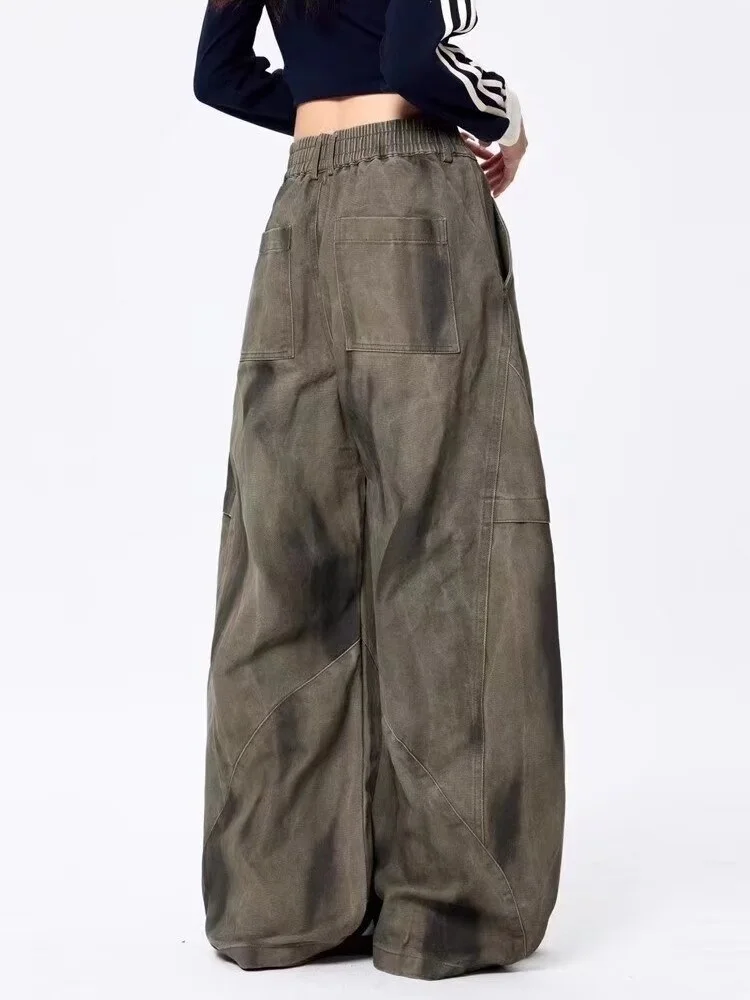 2025 Ropa Grunge Y2K Streetwear Vecchi pantaloni jeans larghi a pieghe per le donne Abbigliamento gamba larga Pantaloni gotici da donna Vaqueros Mujer