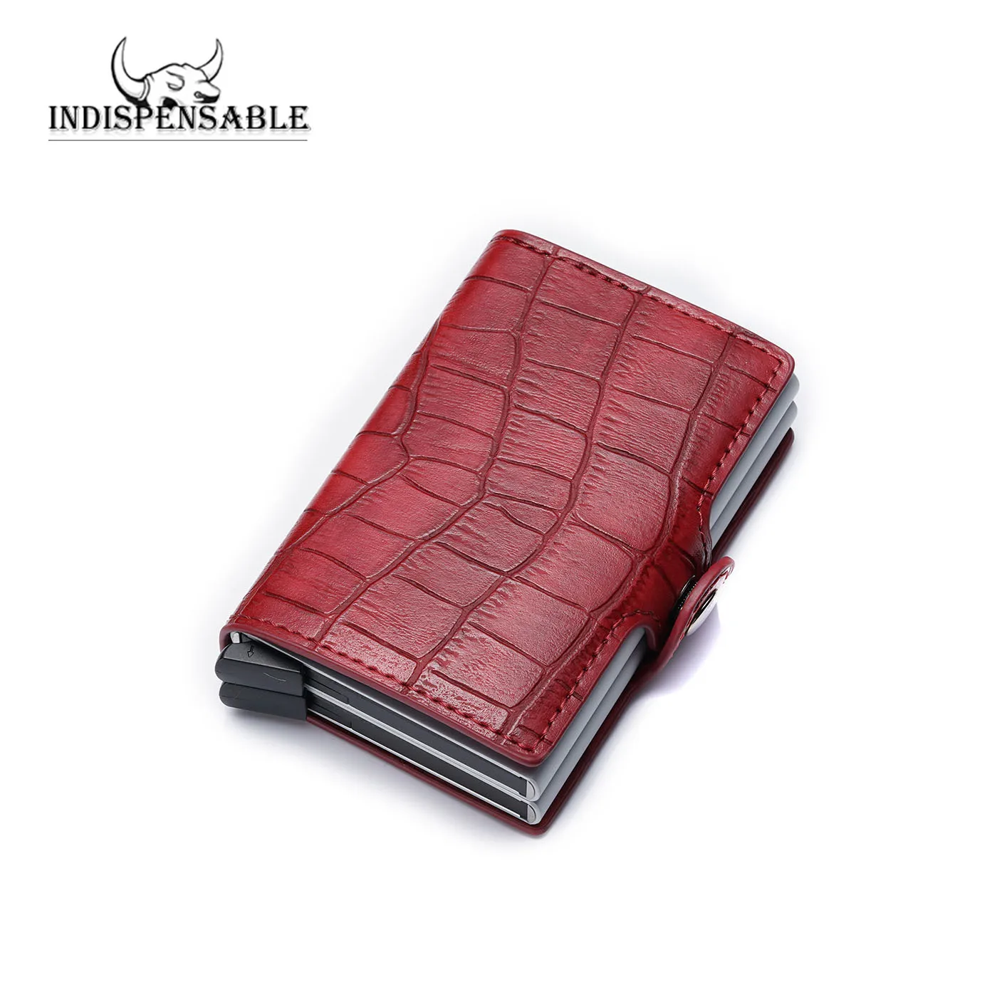 Men Double Aluminum Leather Pop Up Credit Card Holder RFID Metal Wallet Automatic Anti-theft Women Purse Business ID Cardholder