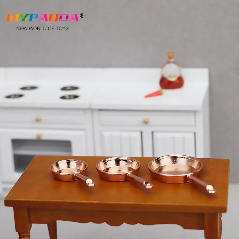 1Set 1:12 Dollhouse Miniature Frying Pan Casserole Metal Cookware Kitchen Model Decor Toy Doll House Accessories